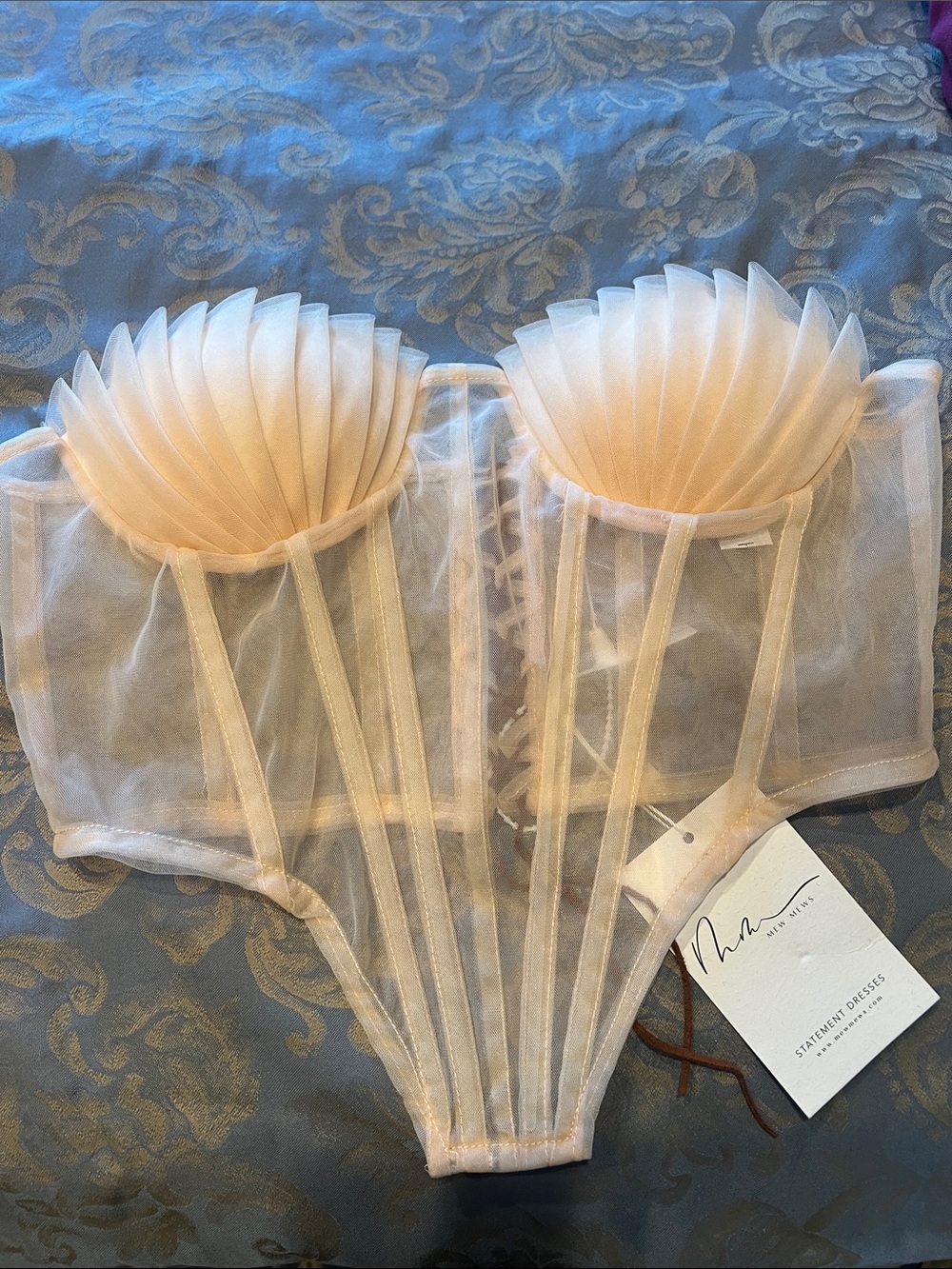 Sheer Sculpted Shell Bralette in Soft Peach